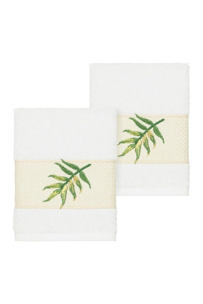 Linum Home Zoe Embellished Washcloth In White