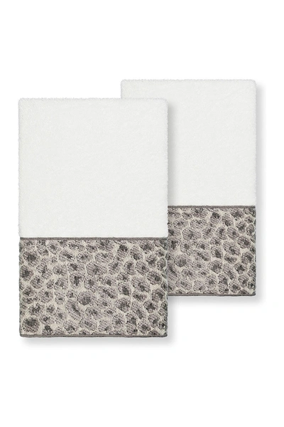 Linum Home Spots Embellished Hand Towel In White