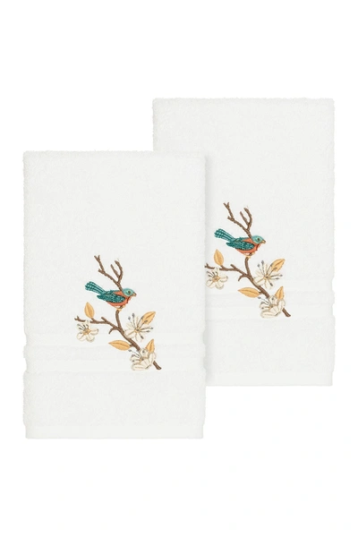 Linum Home Spring Time Embellished Hand Towel In White