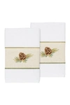 Linum Home Pierre Embellished Hand Towel In White