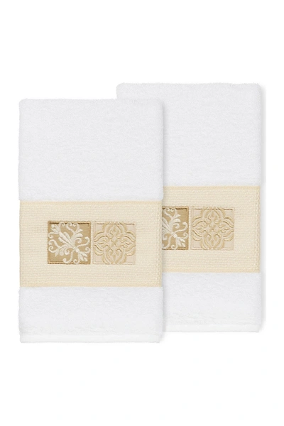 Linum Home Vivian Embellished Hand Towel In White