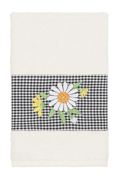 Linum Home Daisy Embellished Hand Towel In Cream