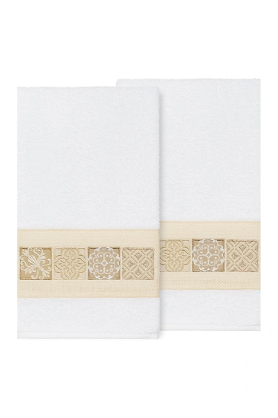 Linum Home Vivian Embellished Bath Towel In White