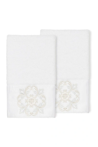 Linum Home Alyssa Embellished Hand Towel In White