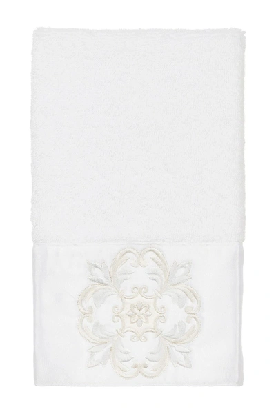 Linum Home Alyssa Embellished Hand Towel In White
