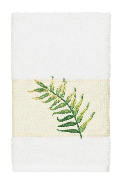 Linum Home Zoe Embellished Hand Towel In White