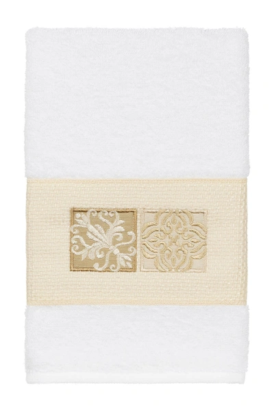 Linum Home Vivian Embellished Hand Towel In White