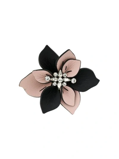 Marni Crystal-embellished Flower Leather Brooch In 00c20 Quar