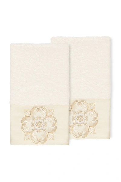 Linum Home Alyssa Embellished Hand Towel In Cream