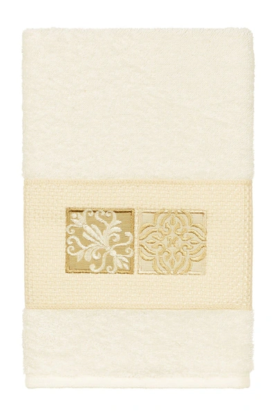 Linum Home Vivian Embellished Hand Towel In Cream