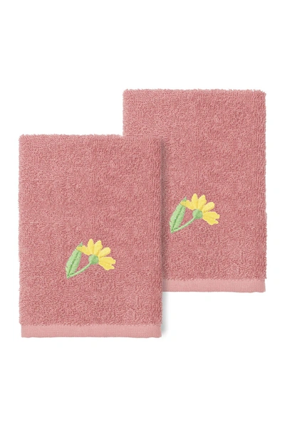 Linum Home Daisy Embellished Washcloth In Tea Rose