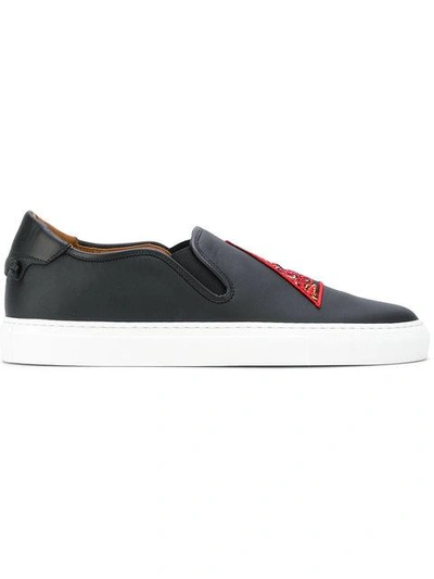Givenchy Leather Slip On With Embroidered Patch In Black