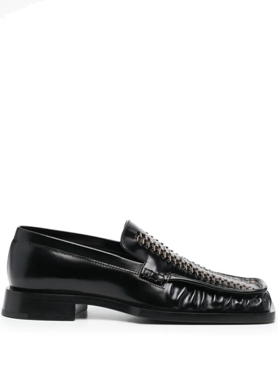 Jil Sander Braid-trim Leather Loafers In Black