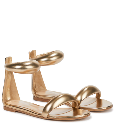 Gianvito Rossi Bijoux Metallic Leather Sandals In Gold