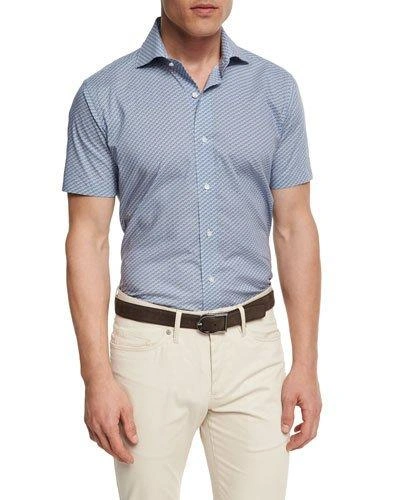 Peter Millar Collection Coastal Collage Short-sleeve Sport Shirt, Royal In Starlight Blue