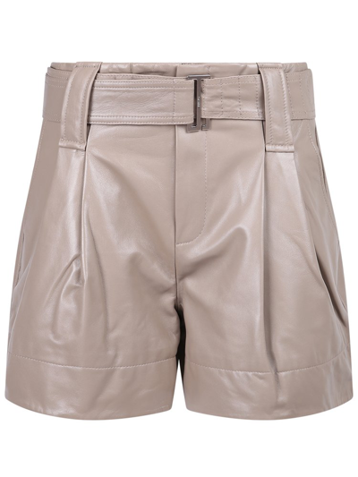 Ganni Belted Pleat-detail Shorts In Neutral