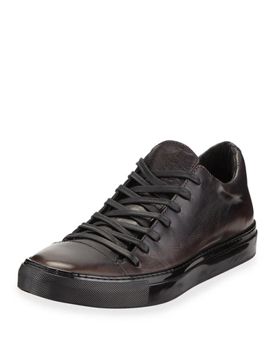 John Varvatos Men's 315 Reed Leather Low-top Sneakers, Black In Gray
