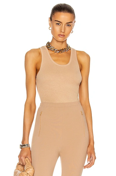 Wardrobe.nyc Ribbed-knit Cotton Tank Top In Beige