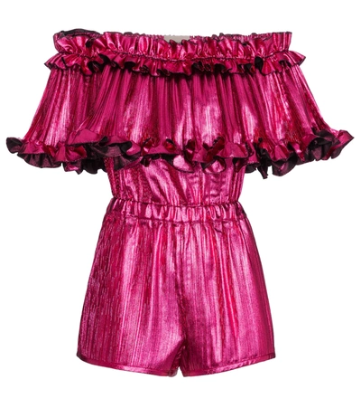 Alexandre Vauthier Ruffled Off-shoulder Playsuit In Pink