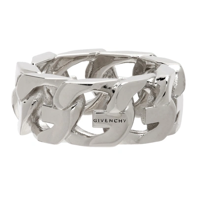 Givenchy Silvertone G Chain Logo Ring