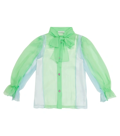 Dolce & Gabbana Kids' 真丝雪纺女式上衣 In Green