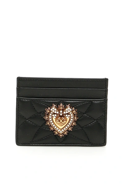 Dolce & Gabbana Devotion Leather Cardholder In Black
