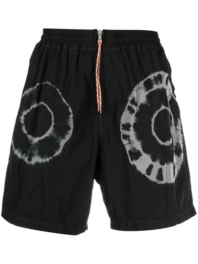 Aries Black Tie-dye Print Shorts In Black,grey