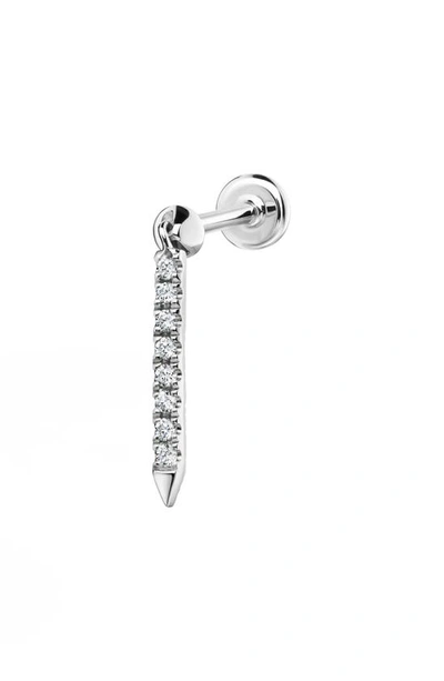 Maria Tash 18ct 11mm Diamond Eternity Bar Charm Single Threaded Stud Earring In White