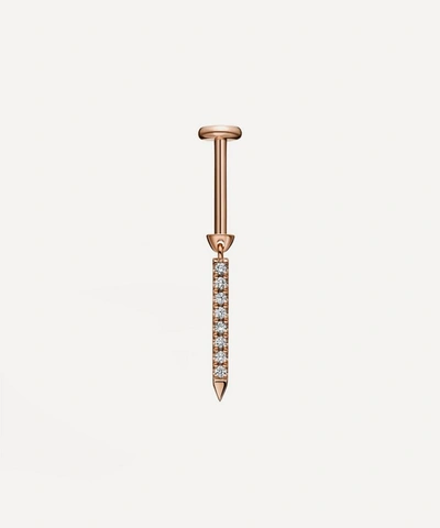 Maria Tash 18ct 11mm Diamond Eternity Bar Charm Single Threaded Stud Earring In Rose