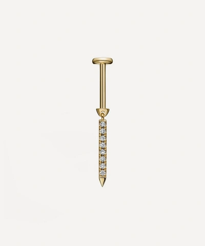 Maria Tash 18ct 11mm Diamond Eternity Bar Charm Single Threaded Stud Earring In Gold