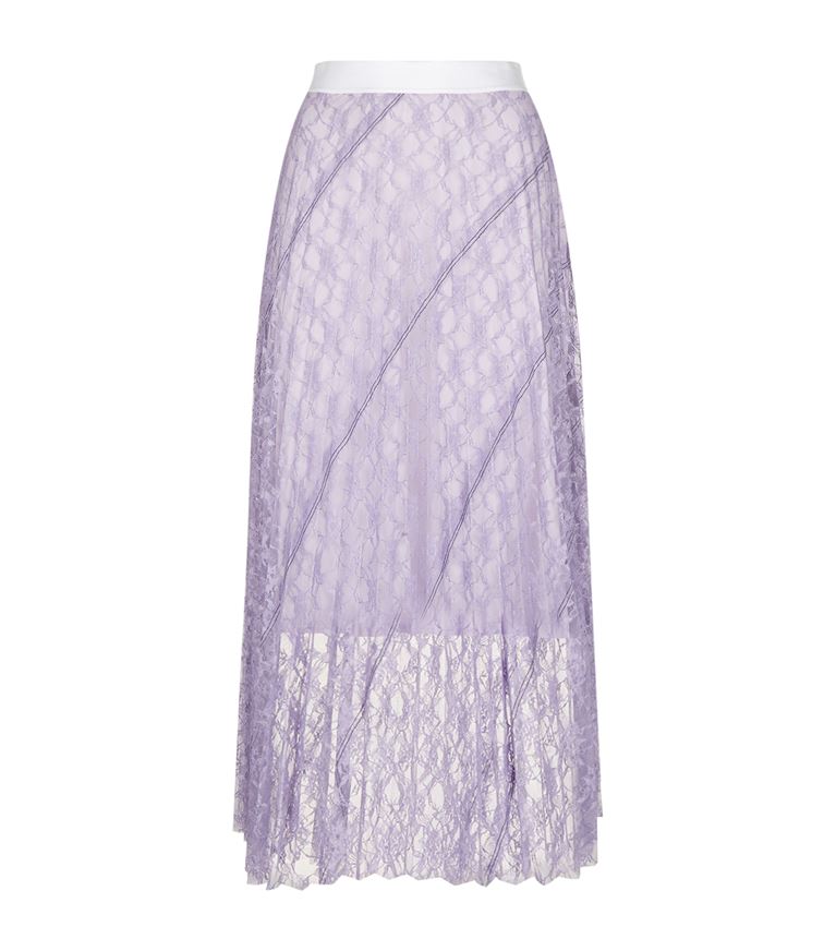 Sandro Pleated Lace Midi Skirt | ModeSens