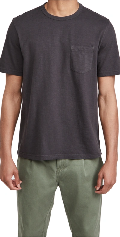 Faherty Sunwashed Organic Cotton Pocket T-shirt In Washed Black