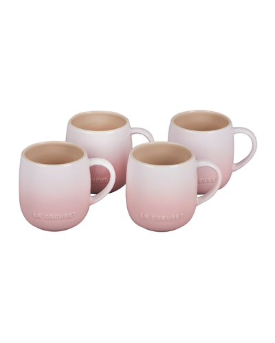 Le Creuset Set Of Four 14-ounce Stoneware Mugs In Shell Pink