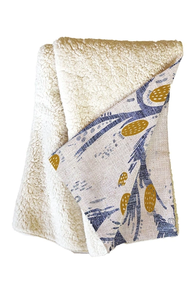 Deny Designs Holli Zollinger French Linen Thistle Faux Shearling Fleece Throw Blanket In Multi