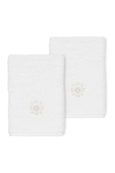 Linum Home Alyssa Embellished Washcloth In White