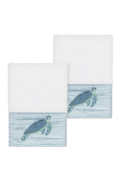 Linum Home Mia Embellished Washcloth In White