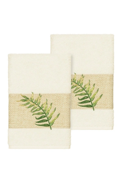 Linum Home Zoe Embellished Hand Towel In Cream