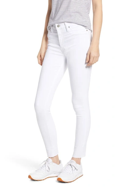 Hudson Barbara High Waist Raw Hem Ankle Skinny Jeans In White