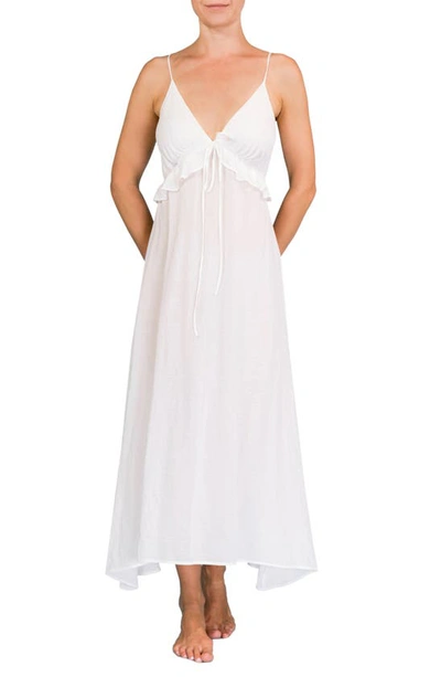 Everyday Ritual Ruffle Empire Waist Nightgown In White