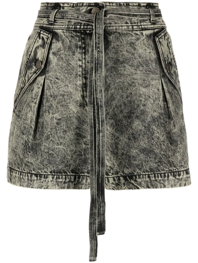 Ulla Johnson Alec Tie-waist Denim Shorts In Acid Wash Denim