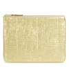 Comme Des Garçons Embossed Small Metallic Leather Pouch In Gold