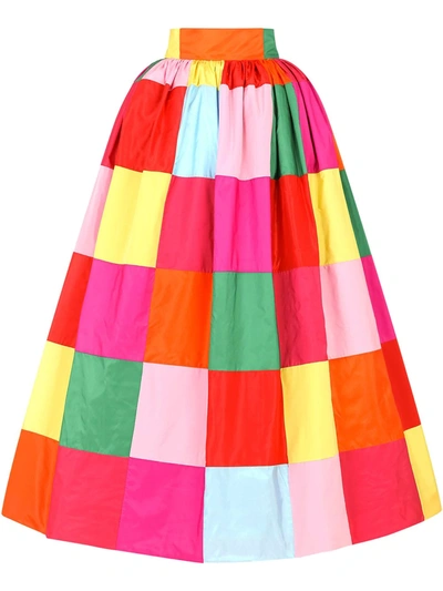 Dolce & Gabbana Patchwork Taffeta Maxi Skirt In Multicolor