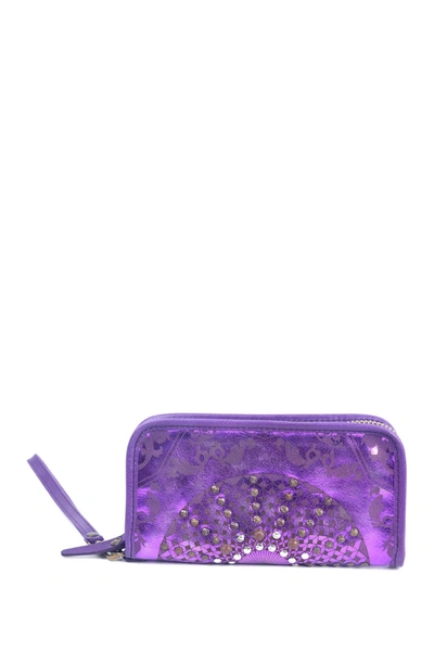Old Trend Mola Leather Clutch In Violet Metallic