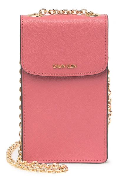 Calvin Klein Hailey Pebble Leather Chain Phone Crossbody Bag In Mauve |  ModeSens