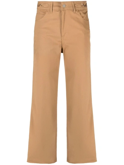 Liu •jo Cropped Tailored Trousers In Brown