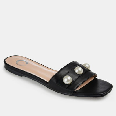 Journee Collection Journee Leonie Pearly Stud Slide Sandal In Black