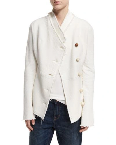 A.w.a.k.e. Geisha Wood-button Wool-knit Jacket In White