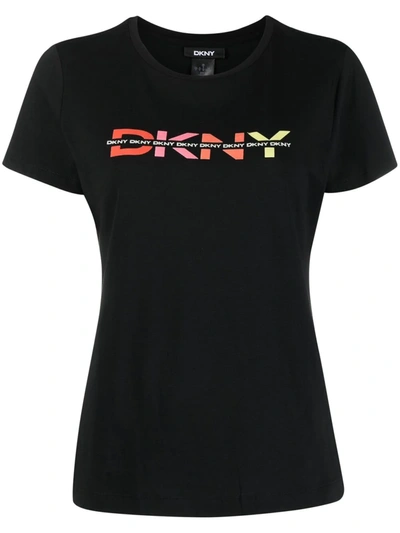 Dkny Graphic Logo Print T-shirt In Black