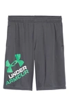 Under Armour Kids' Ua Prototype 2.0 Performance Athletic Shorts (big Boy) In Pitch Gray / / Matcha Green