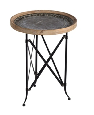 Ab Home Classic Vintage-like Round Side Table In Black